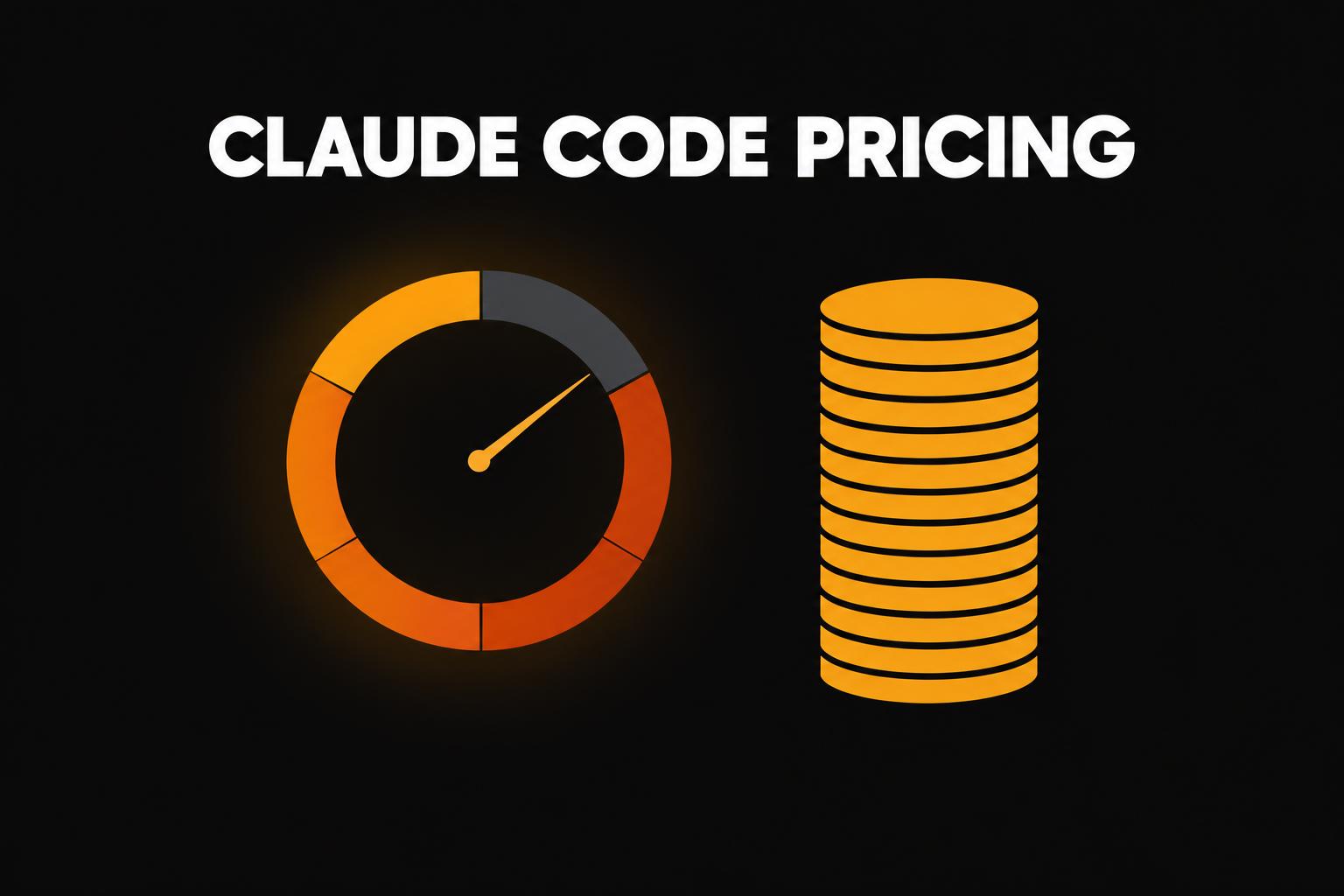 A ring gauge filled in amber and sienna next to a stack of amber coins, under the headline Claude Code pricing