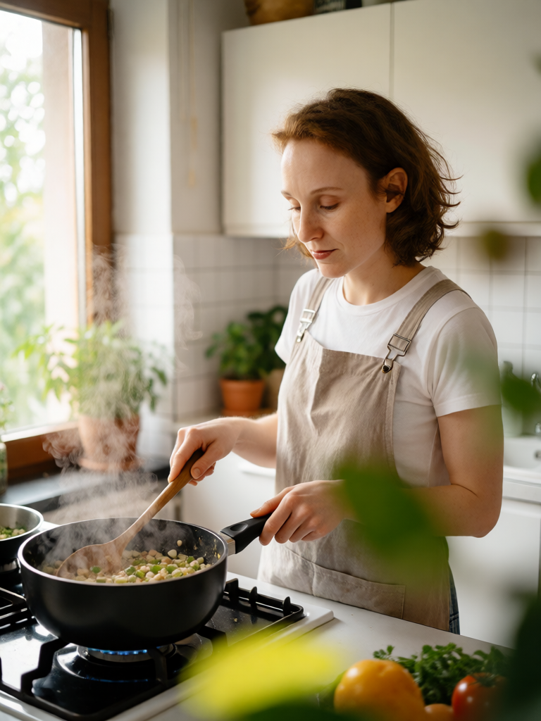 cooking in a modern kitchen